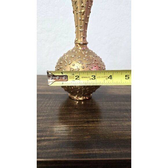 Vintage Hand Decorated Vase With 22K Gold Embossed Textured Ceramic U.S.A.  7" - Picture 6 of 6